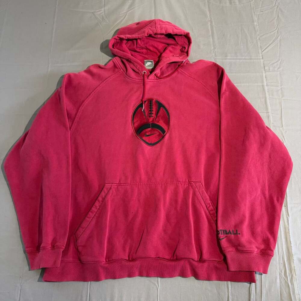 Nike Football Hoodie Size XL Vintage Red Center Logo Pullover
